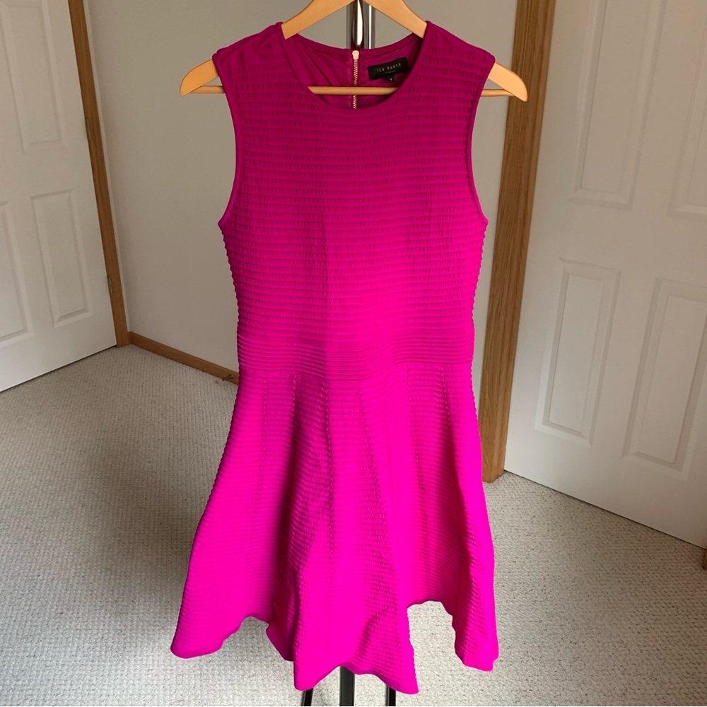 Ted Baker London Fit and Flare Pink Dress 10